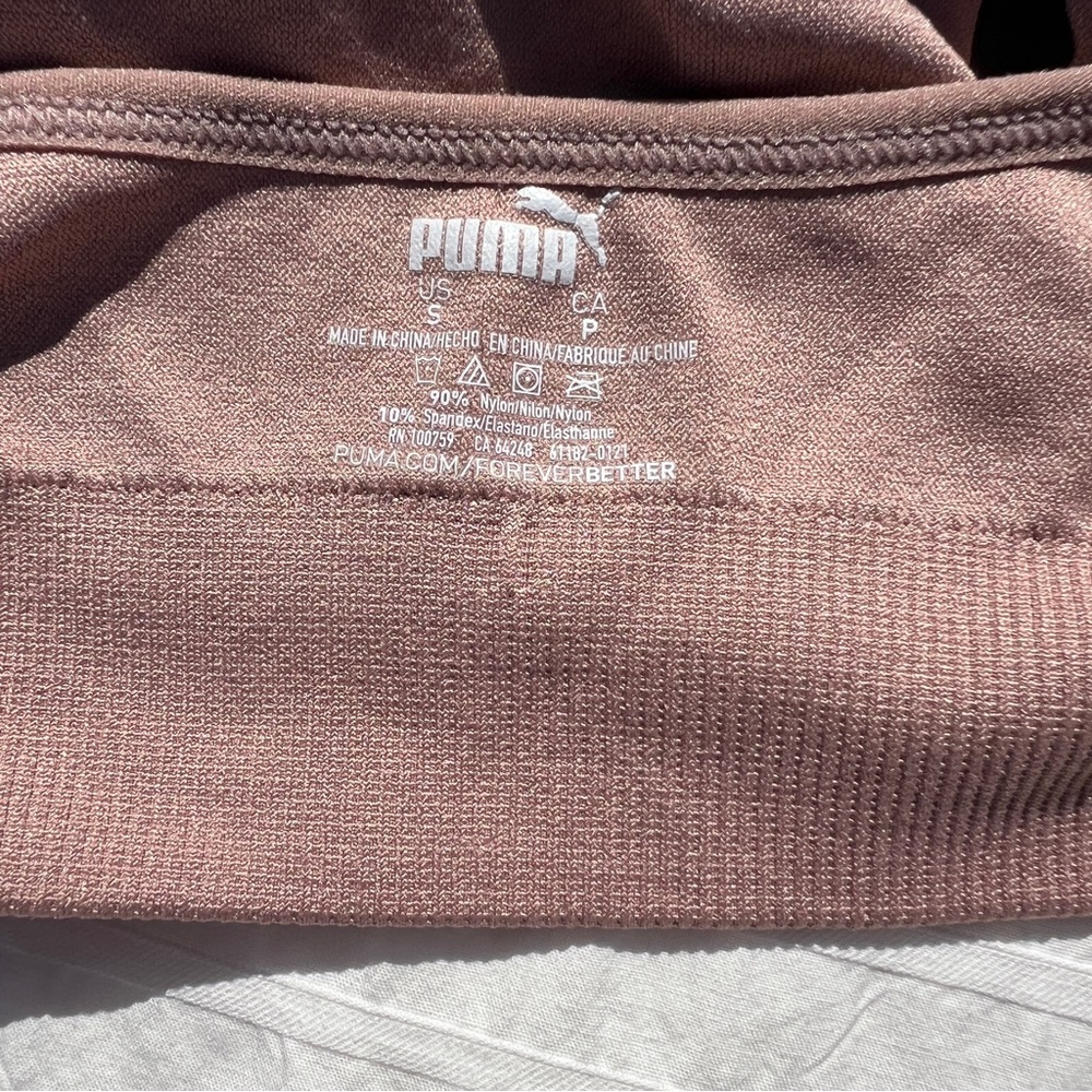 NWOT PUMA Seamless Halter Sports Bra Logo Print in Nude, S - Picture 7 of 7